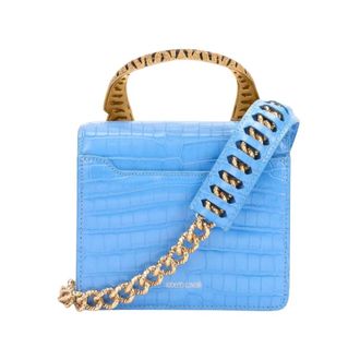 Roberto Cavalli Dames, Tassen, Blauw, Maat: ONE Size Leer