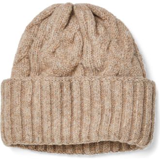 Free People Coast Line Cable Beanie in Fawn at Nordstrom