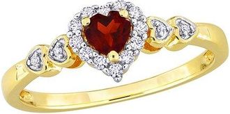Rina Limor Silver 0.46 Ct. Tw. Diamond & Lab-Grown Created White Sapphire, Garnet Halo Ring