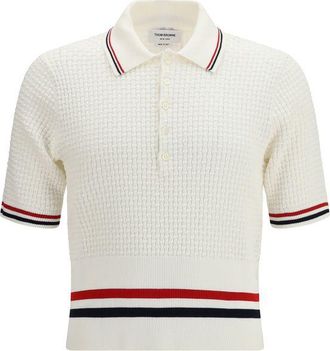Thom Browne White Cotton Polo Mens Shirt