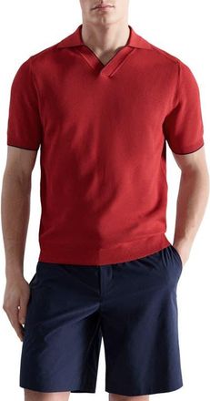 Mango Contrast Trim Piqu&eacute; Polo in Red at Nordstrom, Size X-Large