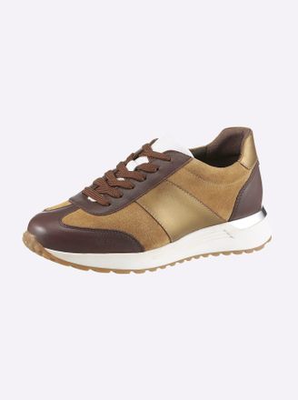 Heine Sneaker HEINE, Damen, Gr. 36, braun, camel, Glattleder, Leder, Rindsleder, Veloursleder, Schuhe Sneaker