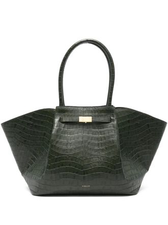 DeMellier crocodile-embossed leather shoulder bag - Groen
