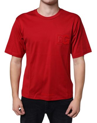 Dolce & Gabbana Mens Dg Logo Tshirt Red - Poppy Cotton - Size EU 46 (Mens)
