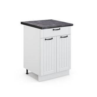 Vicco Mueble Bajo De Cocina Fame-line, Blanco Casa De Campo, 60 Cm Con Caj&oacute;n, Et Antracita, Vicco