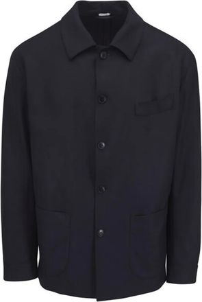 Atelier Munro buttoned shirt jacket - men - Wool/Spandex/Elastane - 44 - Blue