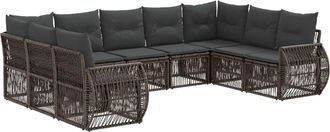 vidaXL Conjunto De Sof&aacute;s De Jard&iacute;n 9 Uds. Gris Y Gris Oscuro Vidaxl