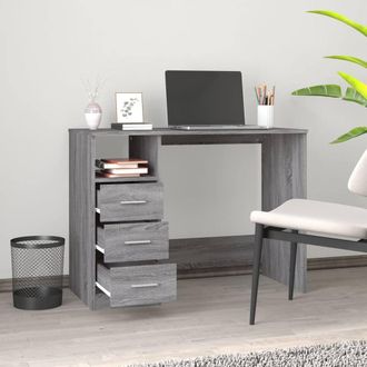 Berkfield Home Elegant Desk with Drawers Grey Sonoma 102x50x76 cm Engineered Wood | Size: 102 x 50 x 76 cm