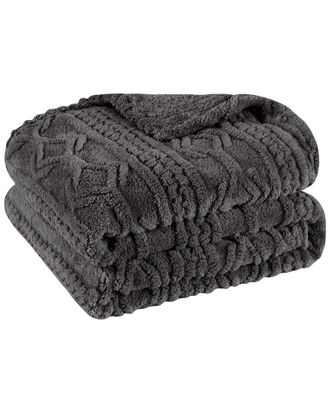 Superior Boho Knit Jacquard Fleece Plush Fluffy Throw