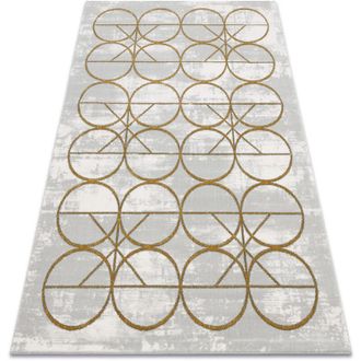 RugsX Alfombra Emerald Exclusivo 1010 Glamour, Elegante Circulos Crema / Oro Beige 140x190 Cm
