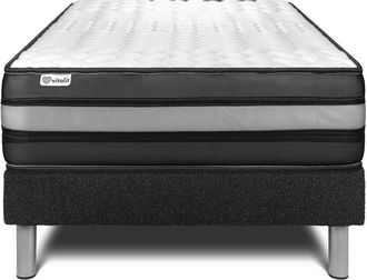 VITALIT Somier Negro + Colch&oacute;n Con Espuma Viscoel&aacute;stica 120 X 200