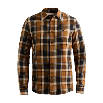 PME Legend Longsleeve Check Shirt - Heren - Overhemden - Bruin - Maat: L Katoen