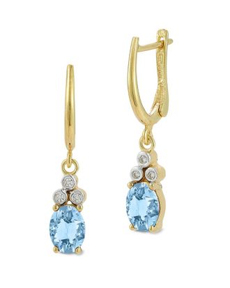I.Reiss Company 14K 3.09 Ct. Tw. Diamond & Blue Topaz Dangle Earrings