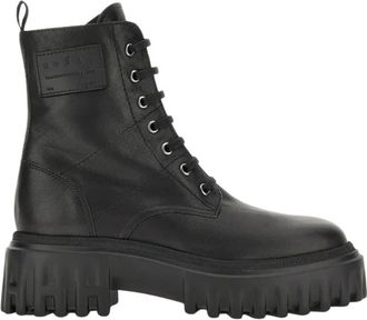 Hogan H700 Enkellaars - Dames - Veterlaarzen - Zwart - 36 1/2 EU - Leer - Schoenen