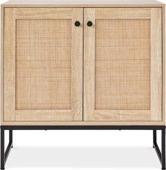 Best Choice Products 2-Door Rattan Storage Cabinet, Accent Furniture, Cupboard w/ Non-Scratch Foot Pads