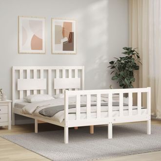 Berkfield Home Bed Frame with Headboard White 120x200 cm Solid Wood