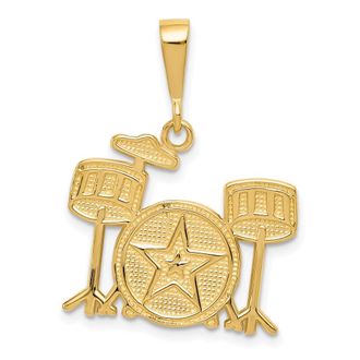 Diamond2Deal 14k Yellow Gold Drum Set Charm