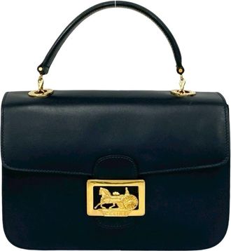 Celine Navy Leather Handbag Tote Bag (Pre-Owned)