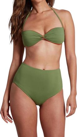 Sauipe Swimwear Val Reversible Bandeau Bikini Top With Pads In Green/pumpkin