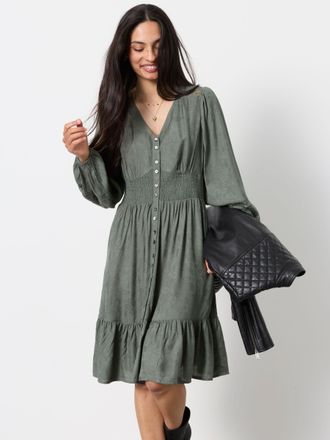 Fat Face FatFace Eden Olive Green Petite Jacquard Mini Dress
