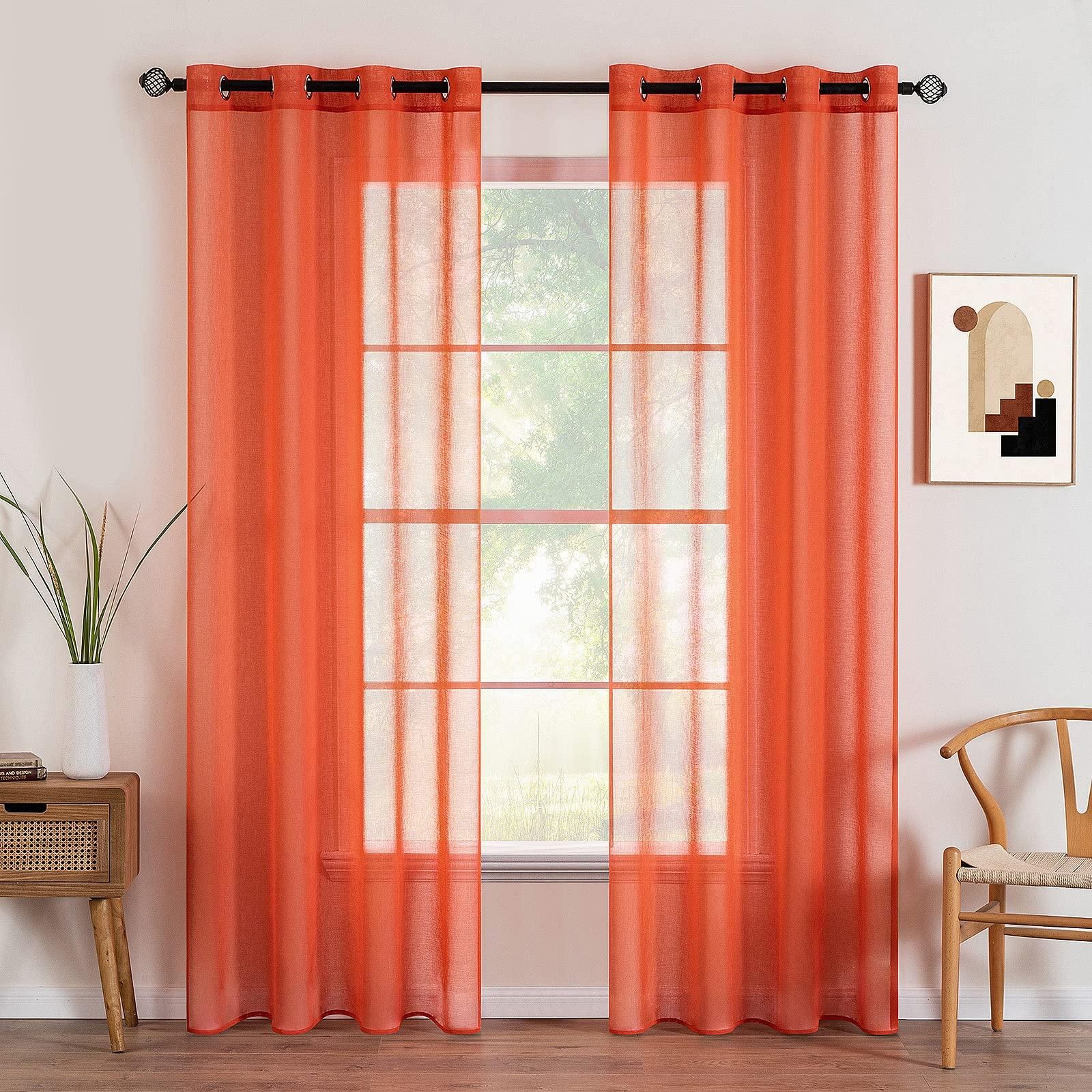 Ösenrollo Mit Wellen-Druck – Transparente Voile Gardine, Mit U-Haken, Für Fenster Bis 60x130 Cm