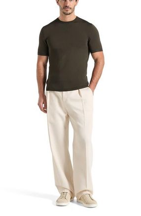 Mani&egrave;re De Voir Ellis Luxe Knitted T-Shirt in Olive at Nordstrom, Size Medium