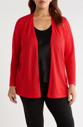 Anne Klein Open Front Cardigan in Begonia Red at Nordstrom, Size 0X