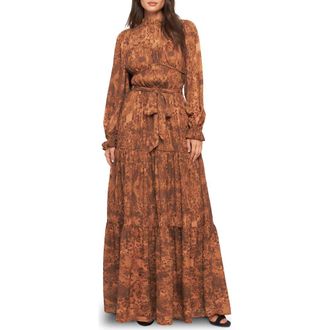 Flying Tomato Print Long Sleeve Maxi Dress in Sienna at Nordstrom Rack, Size Small