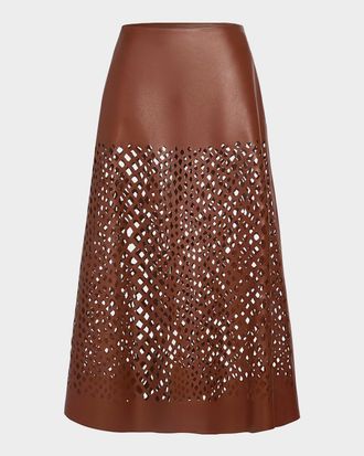 TWP The A-Line Leather Skirt with Laser Cutouts