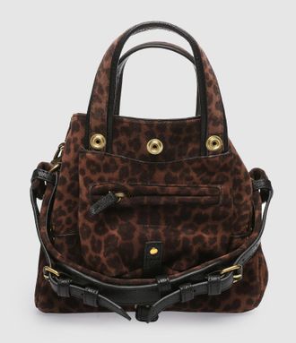 Jerome Dreyfuss Sac Billy Nano Cuir Su&eacute;d&eacute; Imprim&eacute; L&eacute;opard Naturel