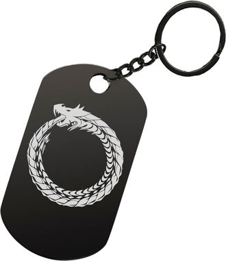 Generic Ouroboros Snake Symbol Laser Engraved Steel Dog Tag Keychain Keytag