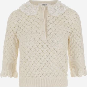 Chloé White Wool And Silk Blend Sweater