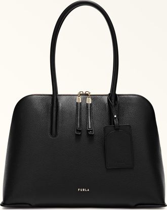 Furla Atmosfera Borsa A Mano L Nero Nero Pelle Di Vitello Granata Keria Donna