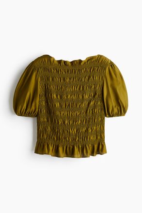 H&M Gesmokte Bluse - Olivgr&uuml;n