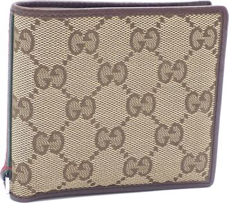 Gucci Brown Gg Canvas Leather Wallet (Bi-Fold) (Pre-Owned)