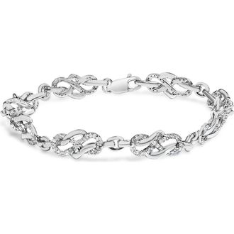 House of Brilliance Silver 1.0 Cttw Diamond Infinity Loop and Swirl Link Bracelet in White at Nordstrom