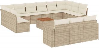 vidaXL Set Sof&aacute;s De Jard&iacute;n 14 Pzas Con Cojines Rat&aacute;n Sint&eacute;tico Beige Vidaxl