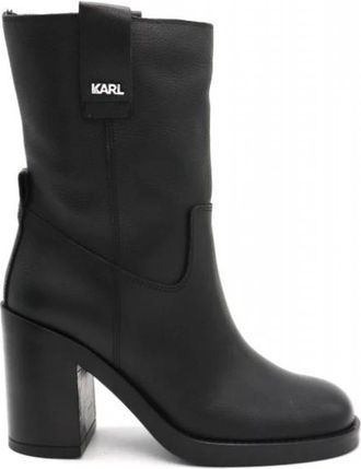 Karl Lagerfeld Brooklyn Mid Leg Boot - Dames - Laarzen met Hak - Zwart - 40 EU - Leer - Schoenen