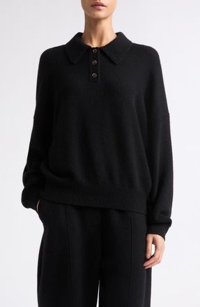 Lisa Yang Etta Cashmere Polo Sweater in Black at Nordstrom, Size 0