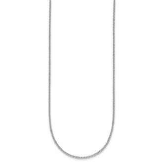Diamond2Deal 18K White Gold Rhodium-plated Polished 2.0mm Solid Cable Chain Necklace
