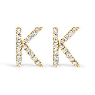 House of Brilliance 10K Gold 1/10 Cttw Diamond Initial A to Z Stud Earring in Yellow Gold | K at Nordstrom