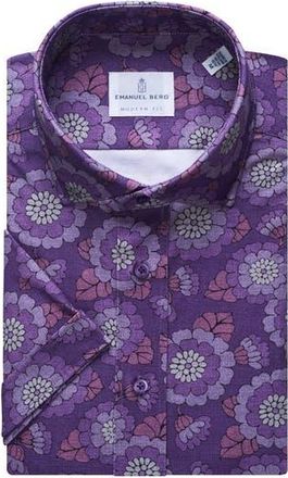 Emanuel Berg 4Flex Modern Fit Knit Dress Shirt in Medium Purple at Nordstrom Rack, Size X-Large