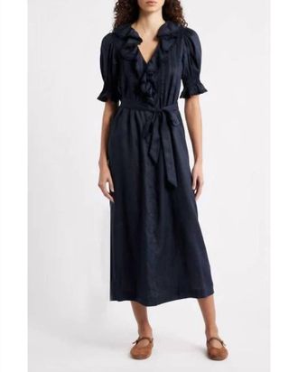 D&ocirc;en Harriette Tie-Waist A-Line Midi-Dress In Night Sky
