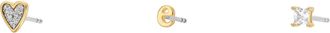 Fossil Womens Initials Gold-Tone Brass Stud Earring Set
