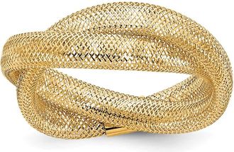 Diamond2Deal 14k Yellow Gold Twisted Woven Mesh Stretch Ring