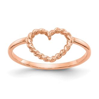 Diamond2Deal 14k Rose Gold Polished & Textured Heart Ring