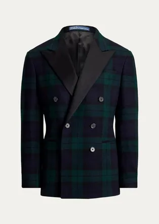 Polo Ralph Lauren Mens Polo Tailored Fit Plaid Tuxedo Jacket