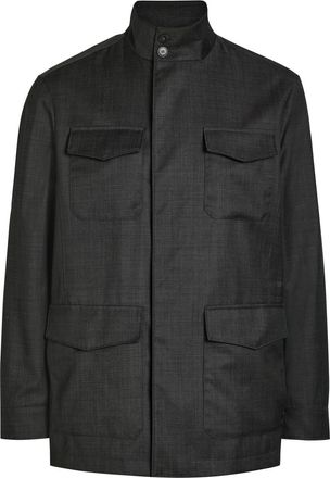 Canali Funnel-neck Wool Jacket - Grey - 52 (IT52 / XL)