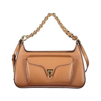 Coccinelle Handbags, female, Brown, Size: ONE SIZE Elegant Leather Handbag with Top Handle and Gold-Tone Hardware