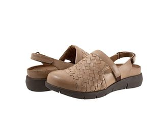 Softwalk Salina Woven II Womens Flat Shoes Cement : 10 WW (EE), Leather